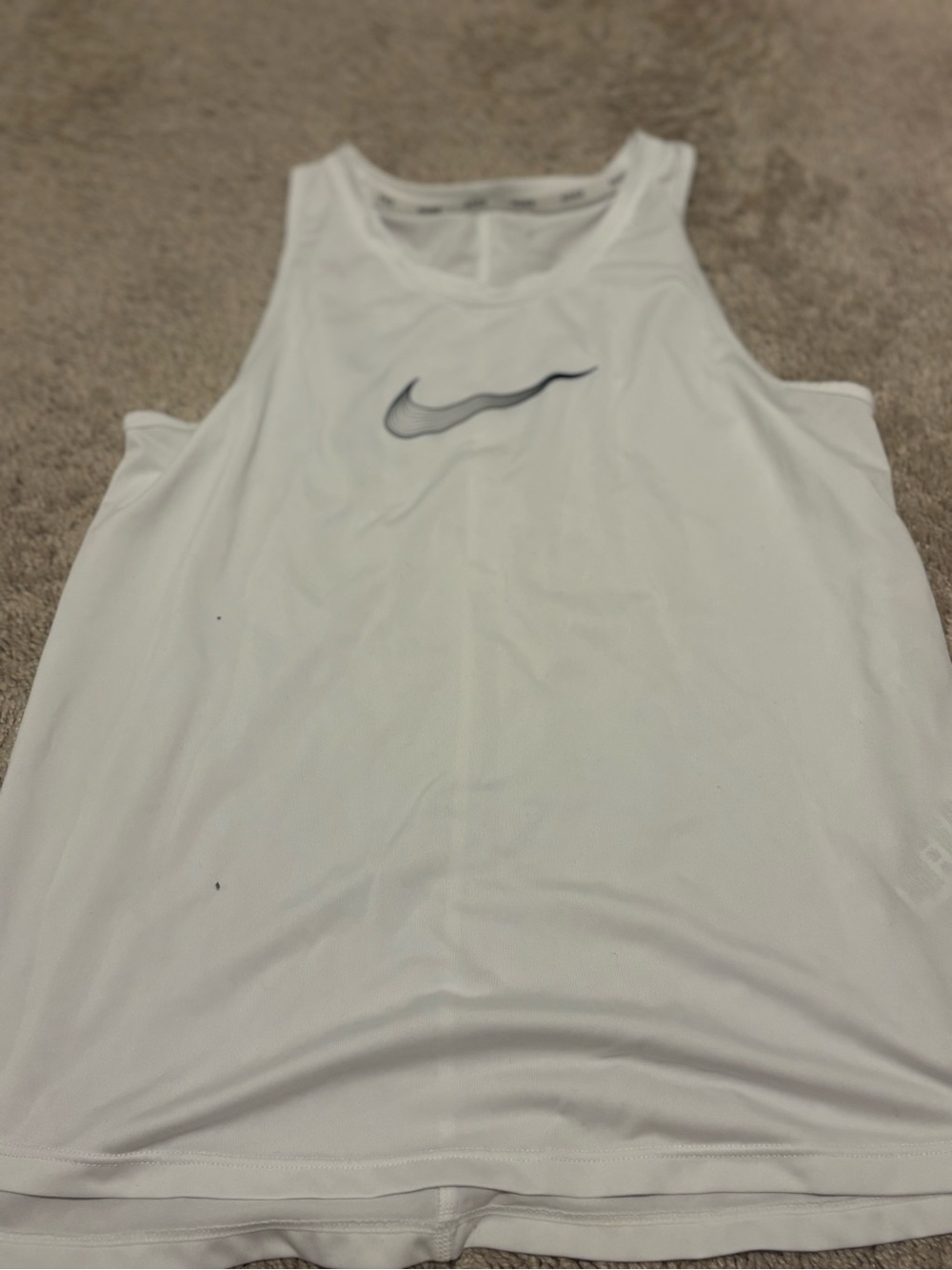 Nike Men’s White Swim Tank with Black Swoosh